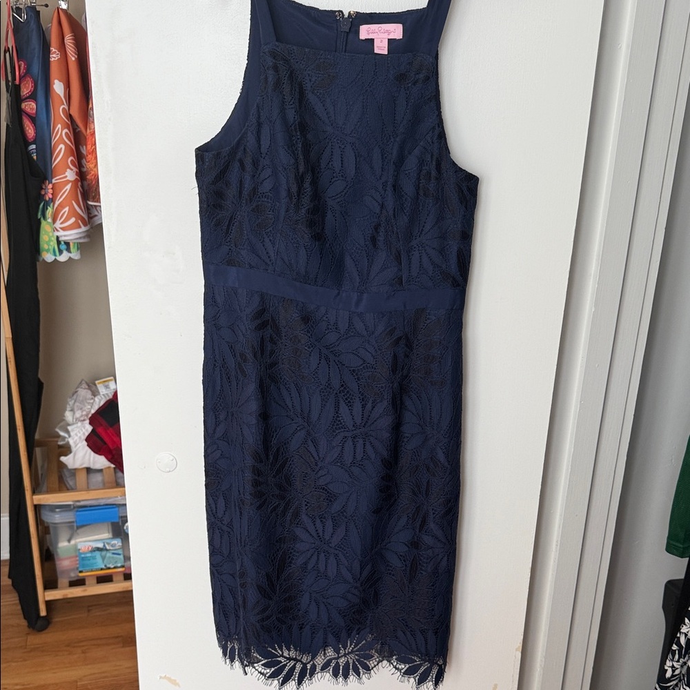 Lilly Pulitzer Navy Blue Lace Midi Dress